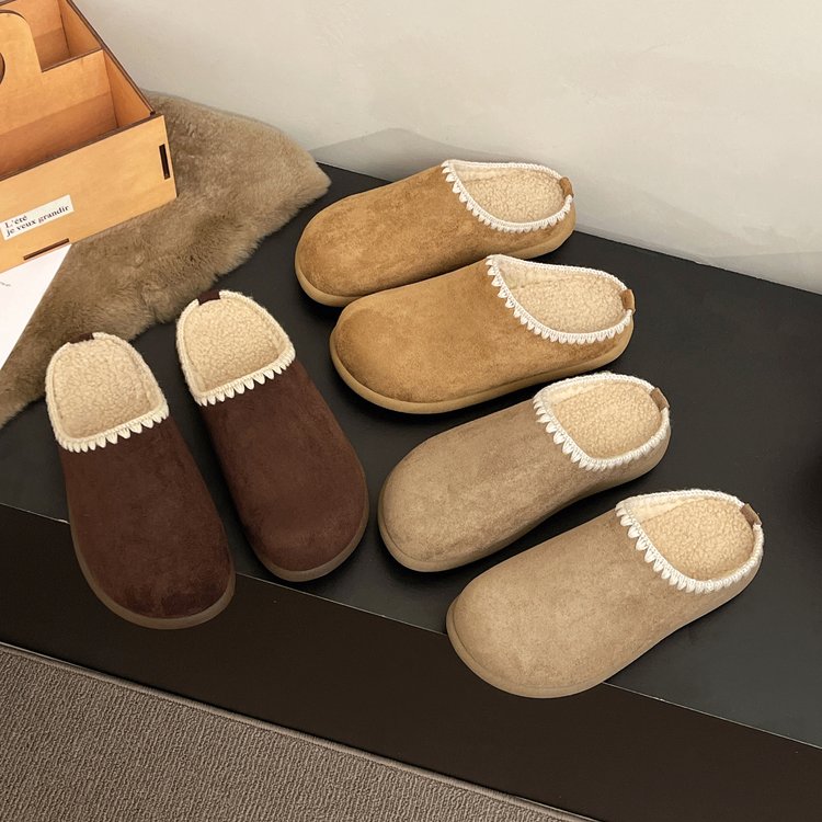 Retro Home Baotou Slippers Simple Lace Thick Bottom Half Dragging