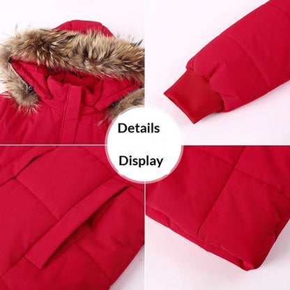 Detachable Hooded Mid-Length Padded Coat With A Big Fur Collar