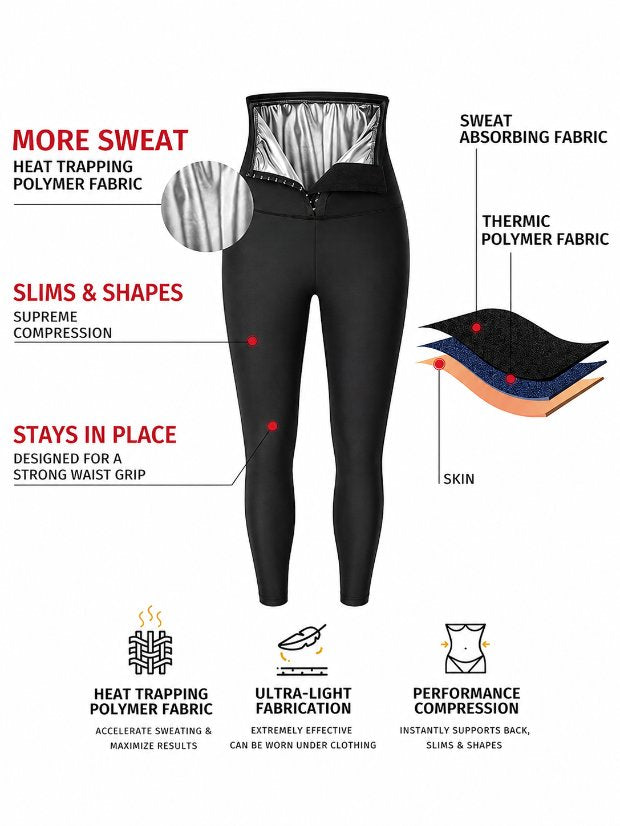 Sauna Pants For Men High Waist Sauna Sweat Leggings Compression Workout Legging Sauna Suit With Hook And Eyes Closure