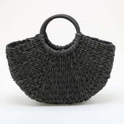Straw Hand-woven Tote Bag With Dual Straps