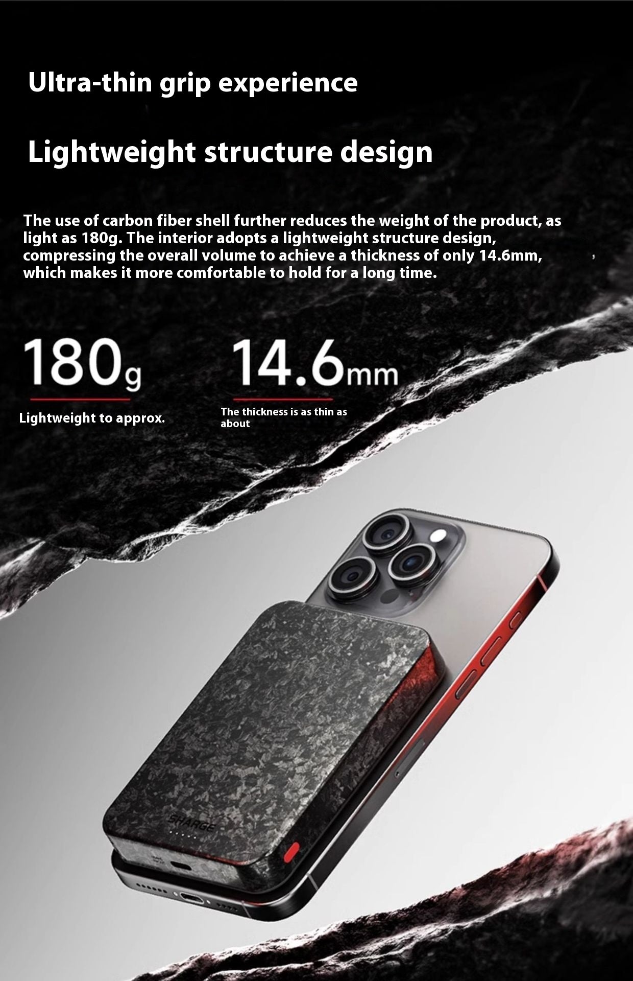 15W Magnetic Power Bank Wireless Carbon Fiber Magsafe Mobile Power Supply