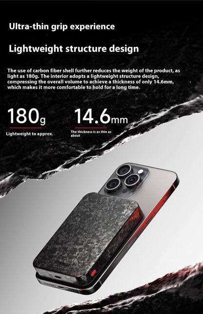 15W Magnetic Power Bank Wireless Carbon Fiber Magsafe Mobile Power Supply