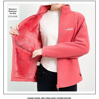 Fleece-lined Heavyweight Polar Fleece Windproof And Warm Stand-collar Jacket