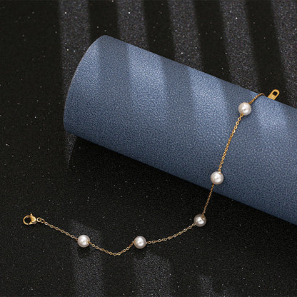 Titanium Steel Pearl Anklet Beach Jewelry