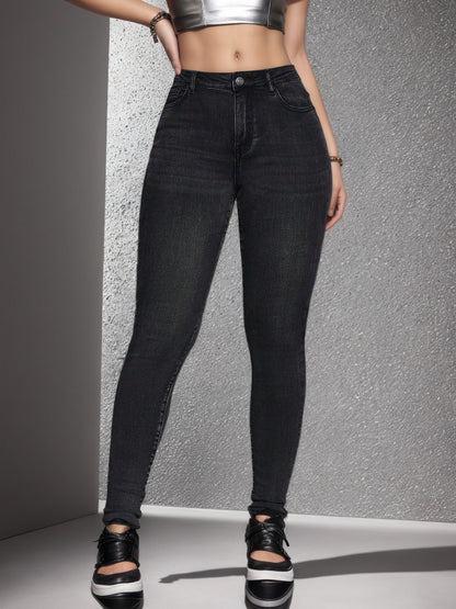 Stretchy Slim-fit Skinny Jeans High-waisted With Tummy-control Design