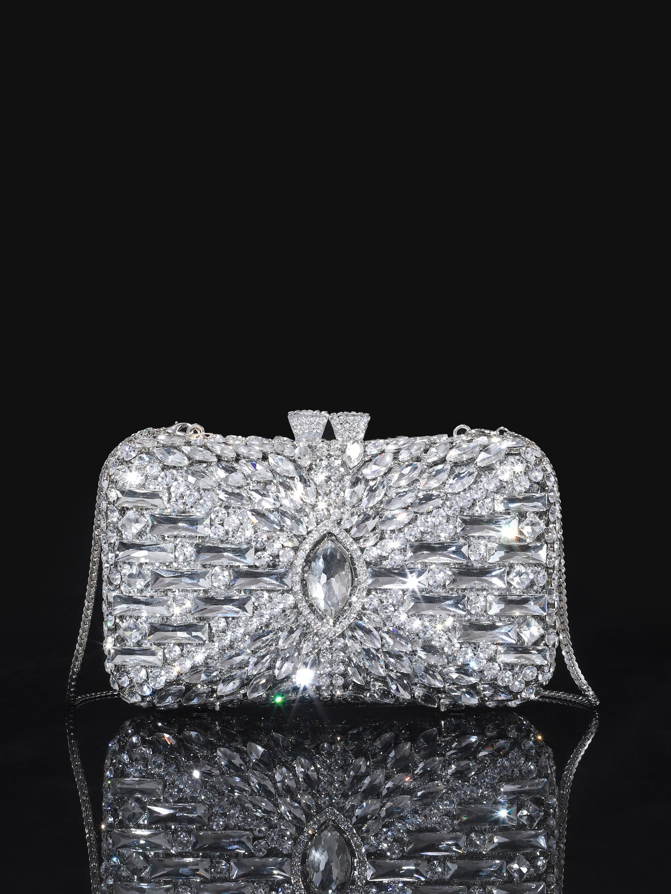 High-end Luxurious Heavy-Embroidered Shiny Champagne Bottle Rhinestone Evening Bag