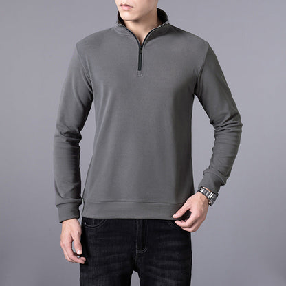 Mens Sweater Trendy All Match Casual Long Sleeve T Shirt Lapel Base Layer