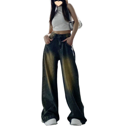 Retro-distressed High-waisted Loose-fit Jeans For Women