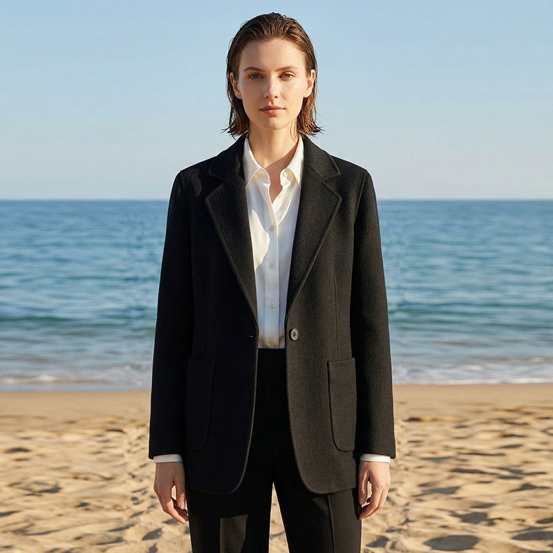 Double-breasted Wool Suit Coat For Women