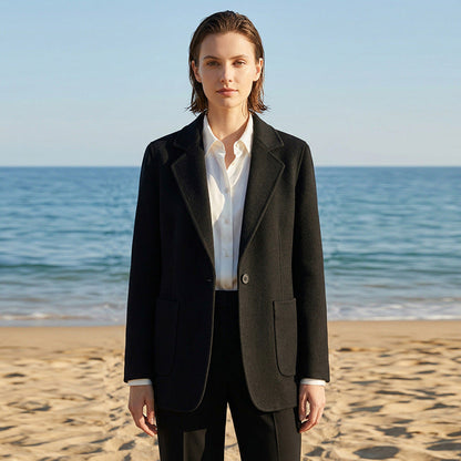 Double-breasted Wool Suit Coat For Women