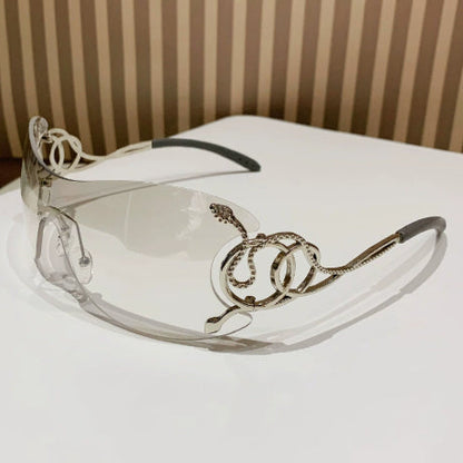 Cobra-shaped Sporty Rimless Side-cut Sunglasses