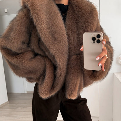 Solid Color Plush Coat Fur Women's Clothing