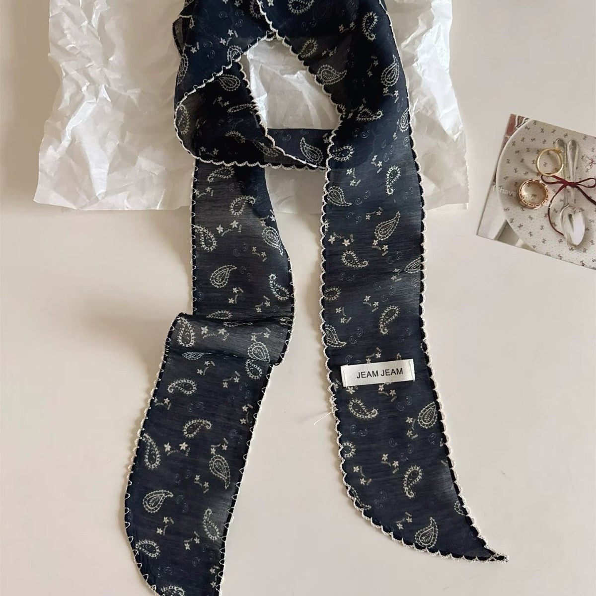 Korean-style Retro Floral Long Silk Scarf
