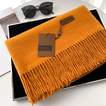 Womens Thickened Fashionable Solid-Color Tassel Scarf