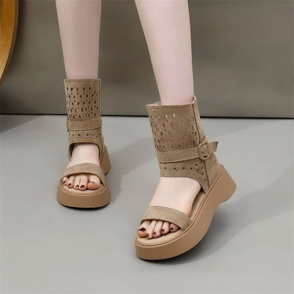 Retro Hollowed-Out Breathable Roman Sandals For Women