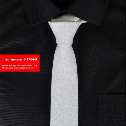 Solid Color Korean Style Narrow Cotton Men's 6cm Formal Wear Business Casual Wedding Tie