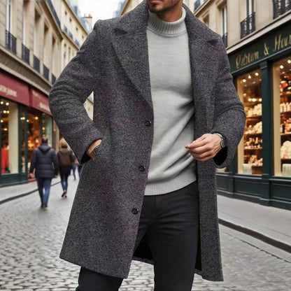 Trench Coat Notched Lapel Slim-fit Overcoat Elegant And Sophisticated Solid-color Trench
