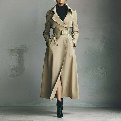 Elegant Versatile And Figure-flattering Long Coat Womens Trench-style Outerwear