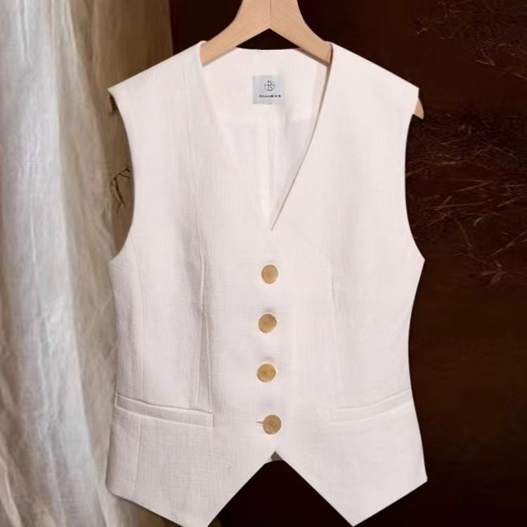 Sleeveless French-style Cropped Summer Vest Top