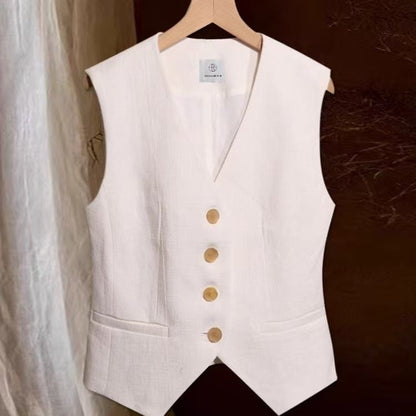 Sleeveless French-style Cropped Summer Vest Top
