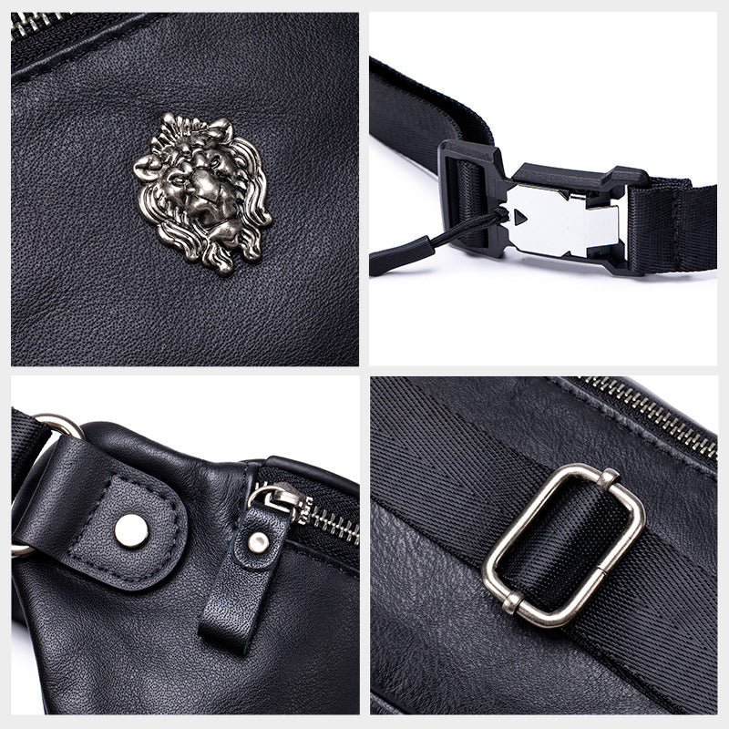 First-layer Cowhide Waist Bag Multi-functional Sports Genuine Leather Crossbody Chest Pack