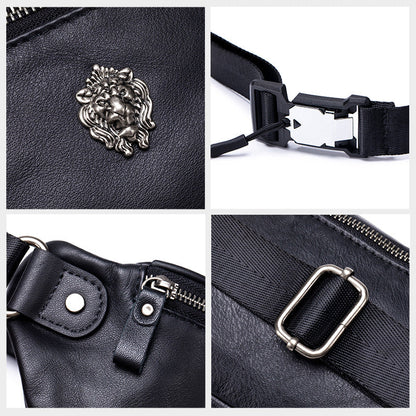 First-layer Cowhide Waist Bag Multi-functional Sports Genuine Leather Crossbody Chest Pack