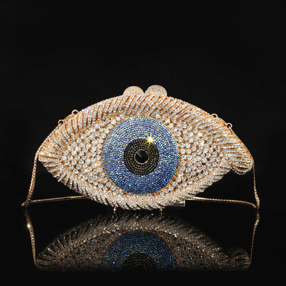 High-end Luxurious Heavy-Embroidered Shiny Champagne Bottle Rhinestone Evening Bag