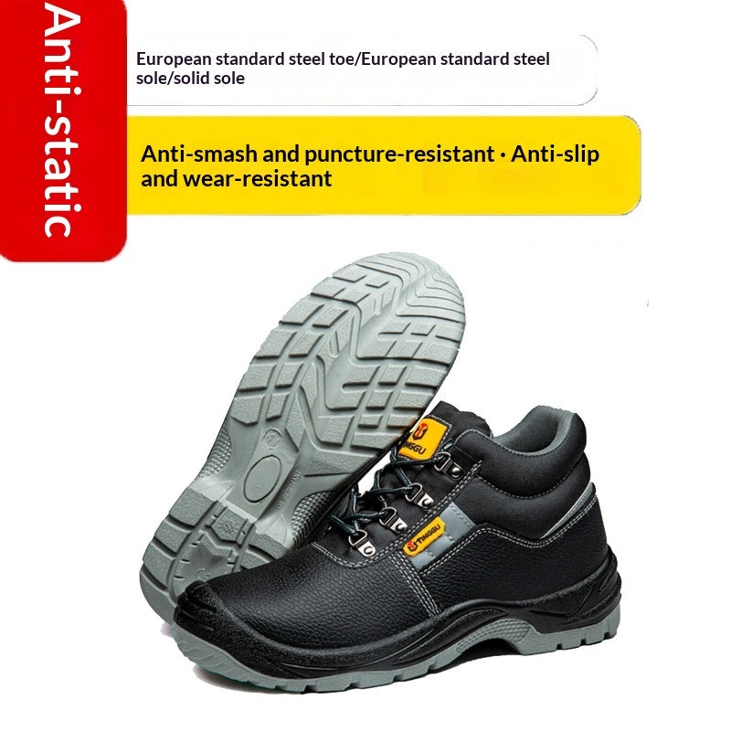 Men's Static Safety Boots - Anti-Puncture And Impact Protection, High-Top Leather