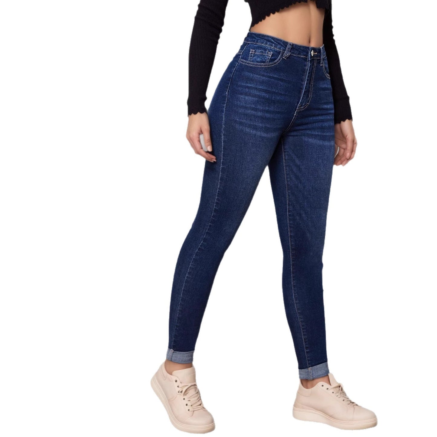 Womens Street-style High-rise Stretch Skinny Jeans