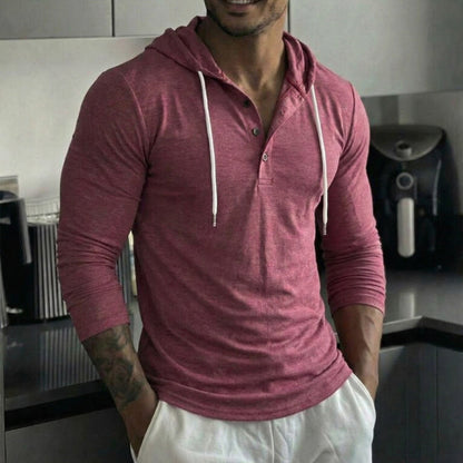 Outdoor Leisure Fitness Sports Button-up Long-sleeved Hooded Shirt