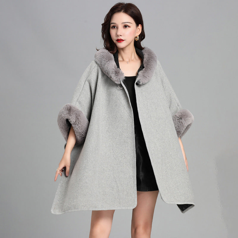 Mid-length Fur Coat Womens Knitted Cardigan
