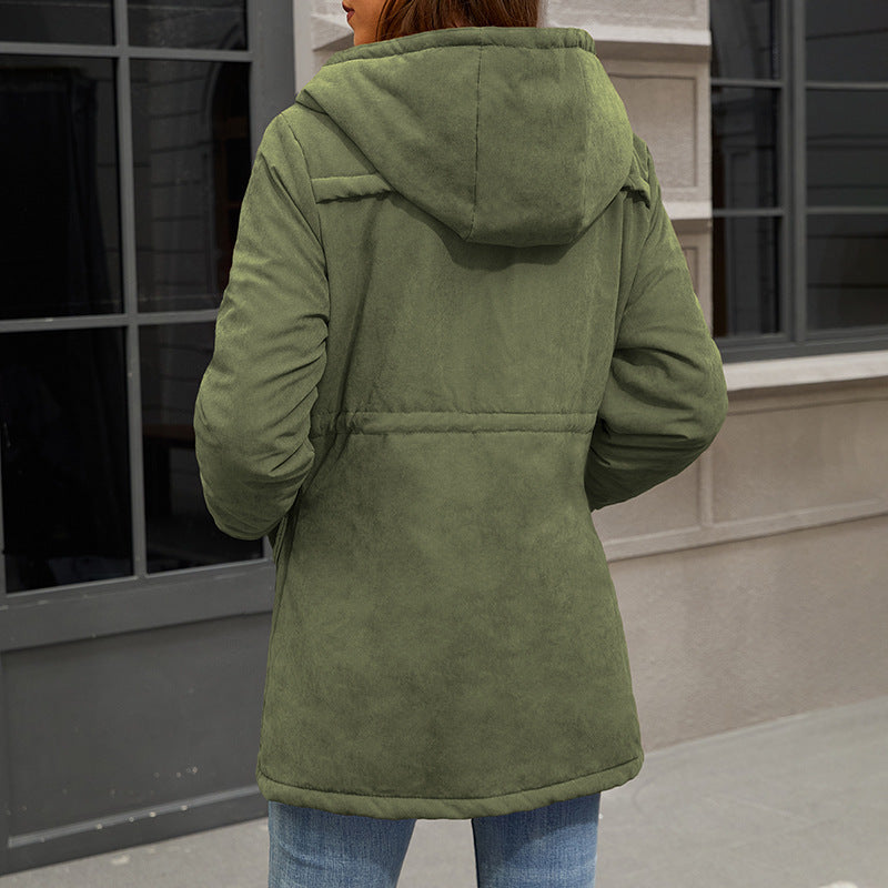 Medium To Long Loose Casual Cotton Jacket For Women