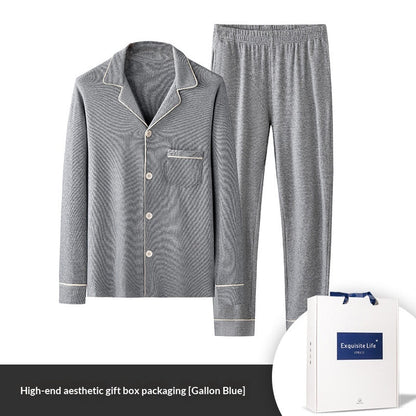 Jacquard Plaid AutumnWinter Mens Pajama Set