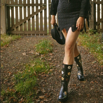Stylish High-heeled Denim Boots Knee-high For Women