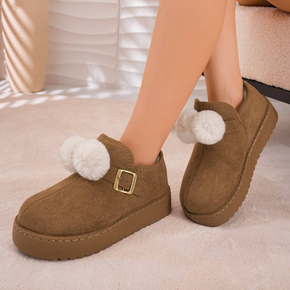 Men & Women Fleece Lined Warm Cotton Slippers, New Autumn Winter Couple Indoor Home Slides, Wearable Outdoors
