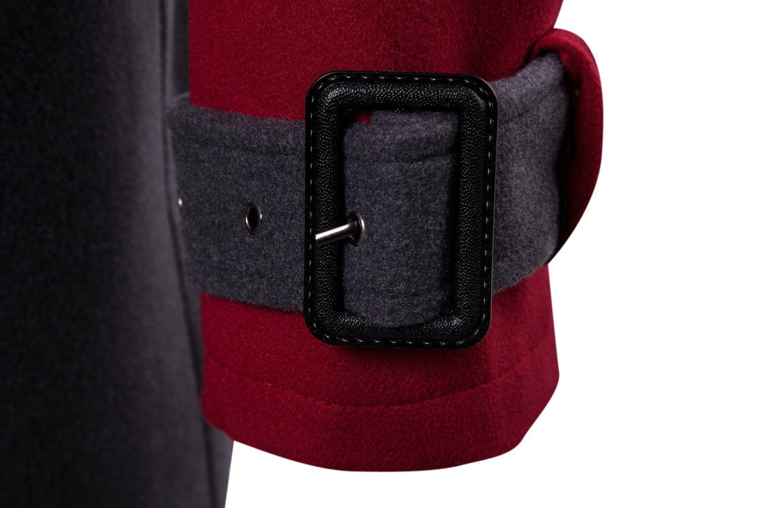 Double-breasted Hooded Belted Mid-length Wool Trench Coat