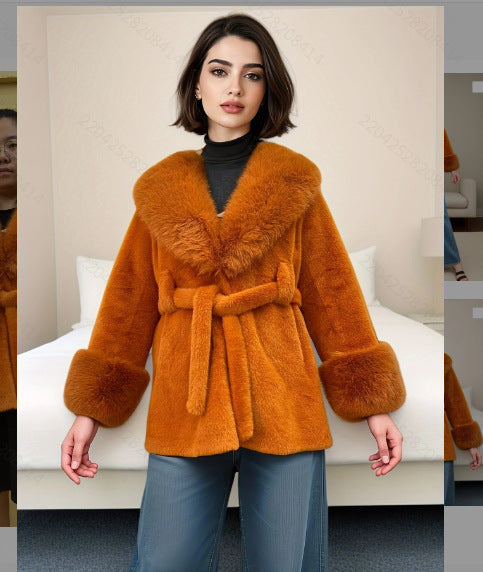 New Autumn Winter Eco-friendly Faux Fur Womens Mid-length Coat