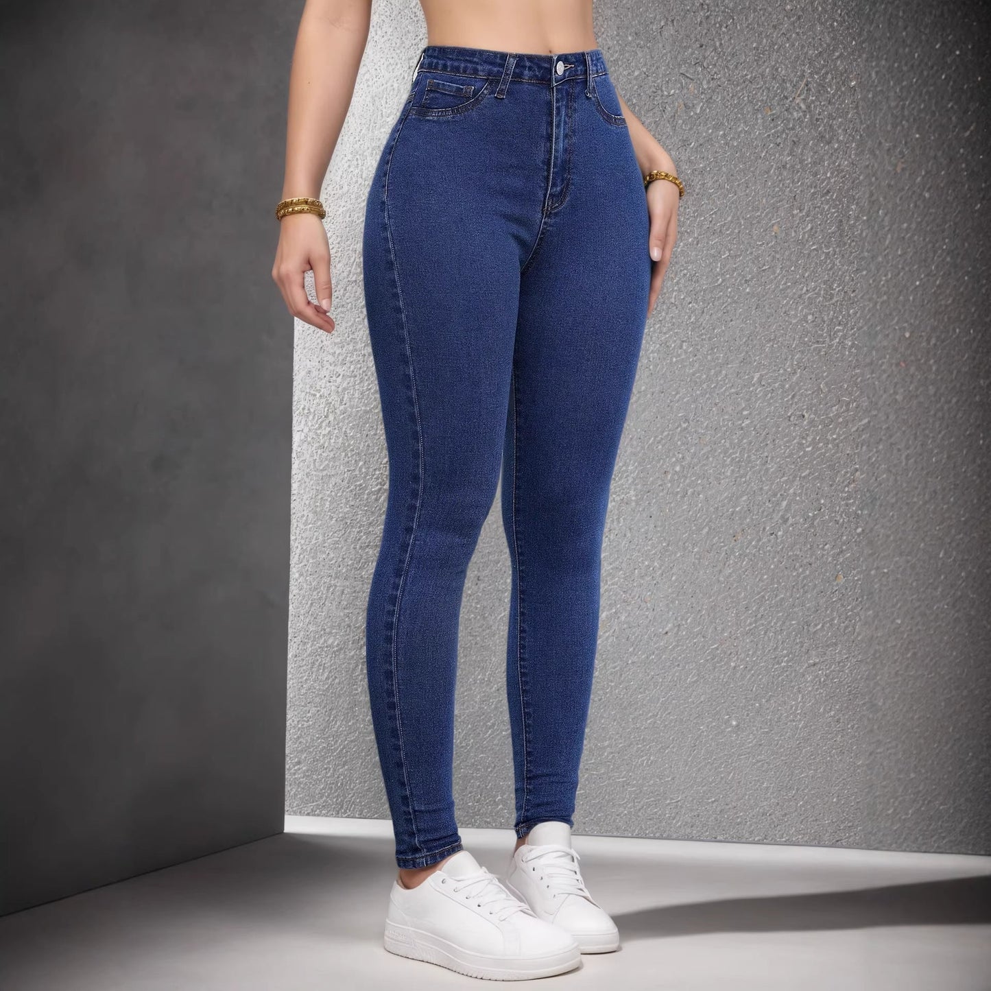 Stretchy Slim-fit Skinny Jeans High-waisted With Tummy-control Design