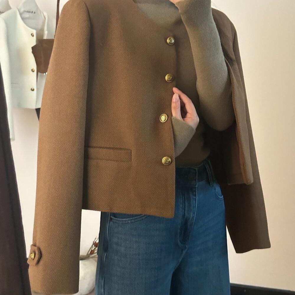 Spring And Autumn Jacket With A Round Neck Chic Korean-style Top Easy To Match