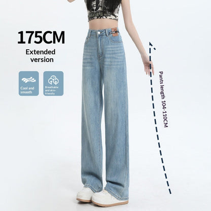 Summer Thin New High Waist Wide Leg Straight Pants In Light Color Tailored Fit For Taller Figures Made From Tencel