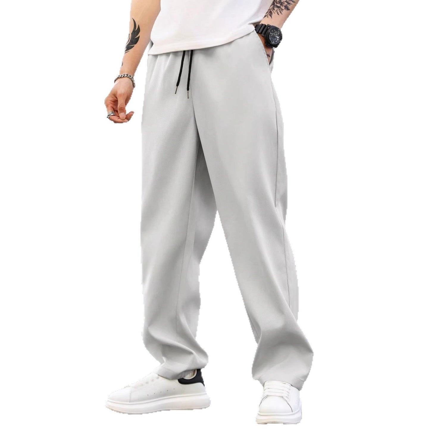 Mens Fashionable Versatile Loose-fit Straight-leg Casual Pants