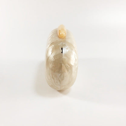 Women's Oval Acrylic Solid Color Pearly Evening Bag