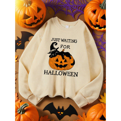 Just Waiting For Halloween Pumpkin Design Sweats