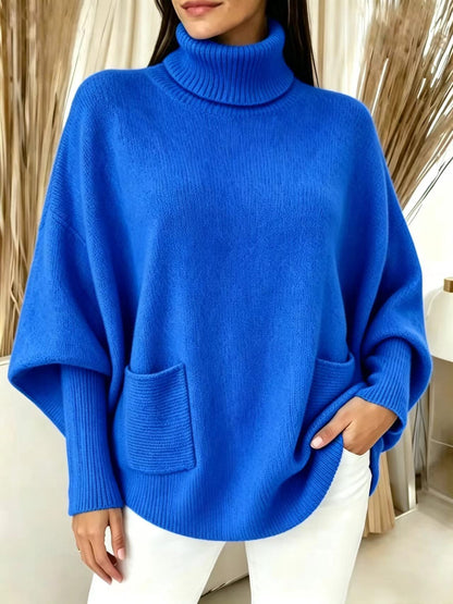 Fashionable Solid-Color Long-Sleeve Turtleneck Sweater For Women