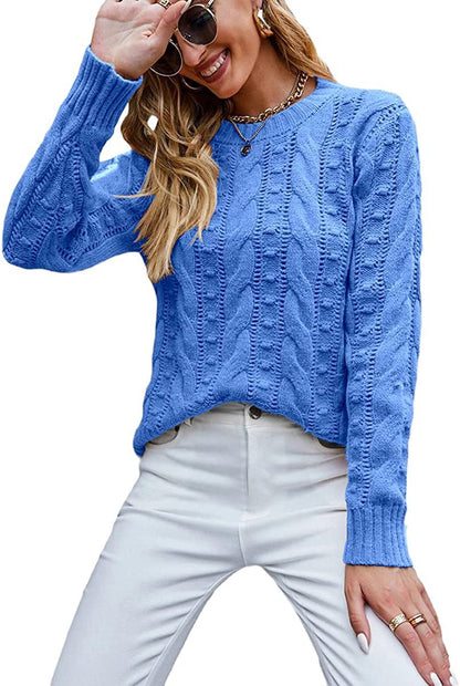 Pullover Long-sleeve Cable-knit Sweater For Women