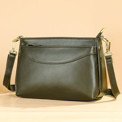 Womens Fashionable Casual Crossbody Bag Made Of Full-Grain Leather