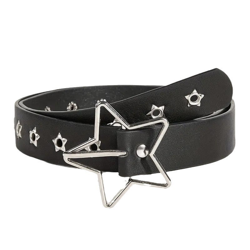 New Arrival Pentagram Rivet PU Belt For Women Fashionable And Versatile