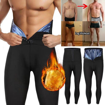 Sauna Pants For Men High Waist Sauna Sweat Leggings Compression Workout Legging Sauna Suit With Hook And Eyes Closure