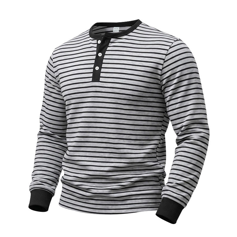 American-style Vintage Striped Long-sleeve Mens Top