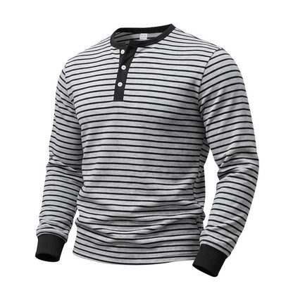 American-style Vintage Striped Long-sleeve Mens Top